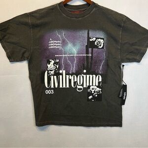 Civil Regime Graphic Tee in Purple and Black